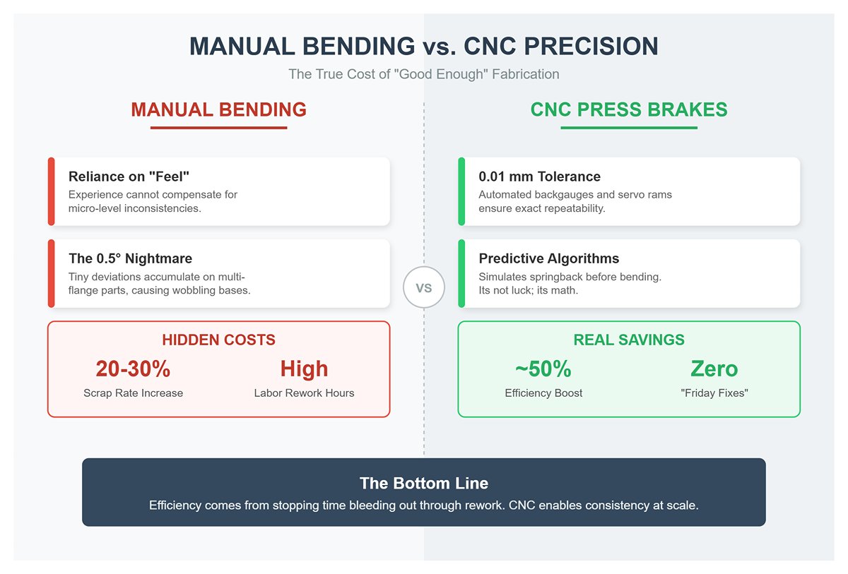 The hidden cost of "good enough" manual bending on complex parts