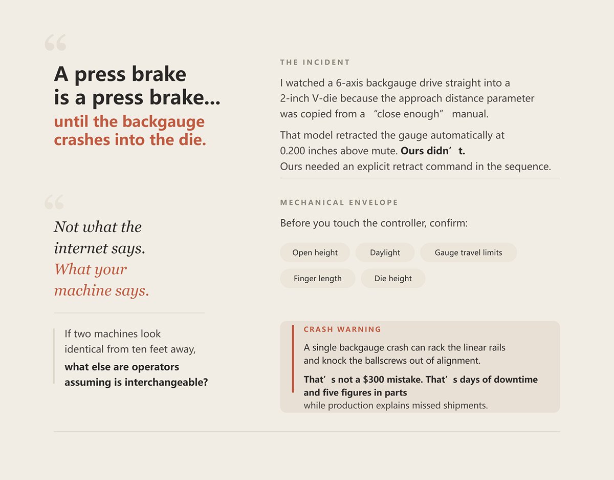 "A press brake is a press brake"… until the backgauge crashes into the die