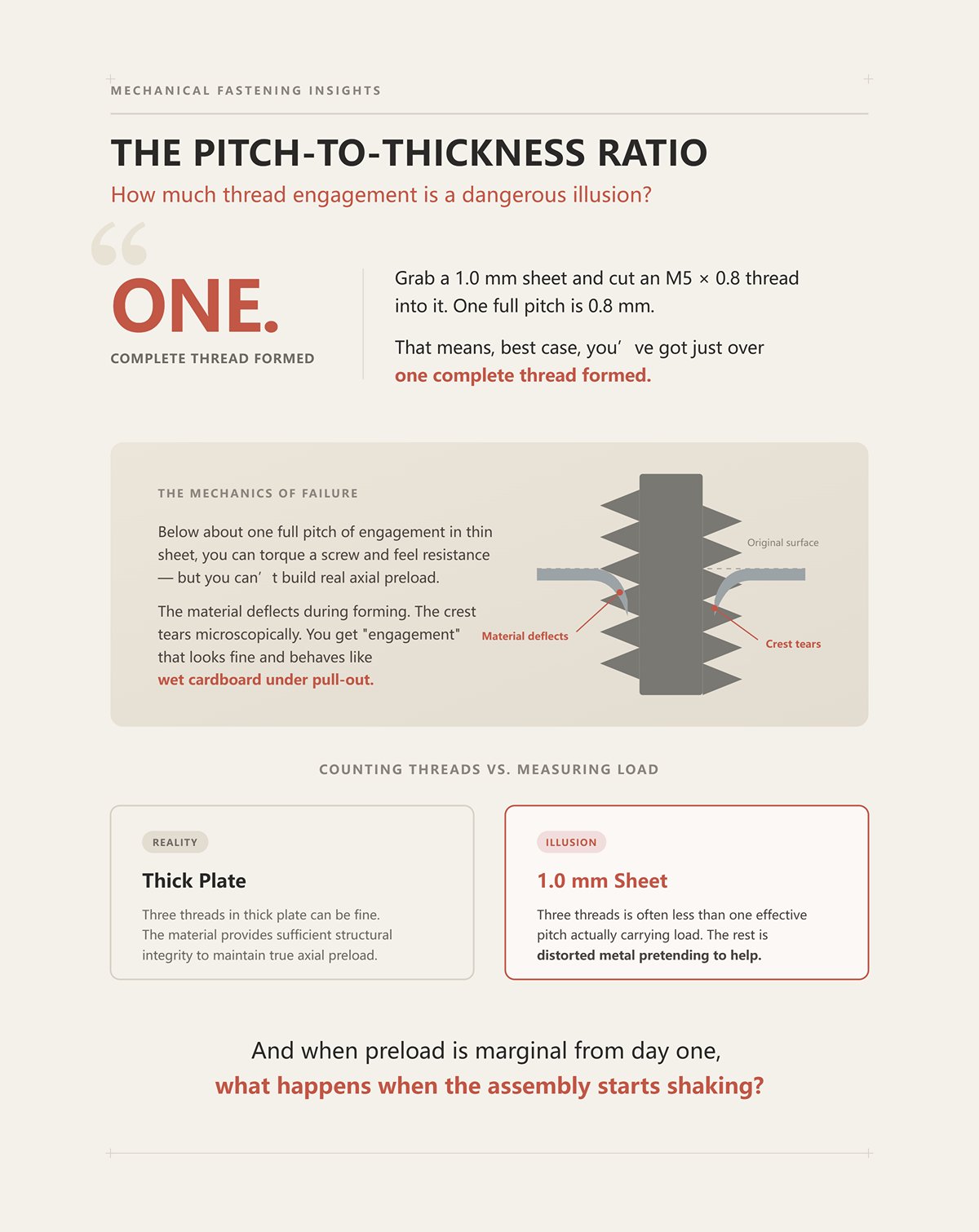 The pitch-to-thickness ratio: How much thread engagement is a dangerous illusion?