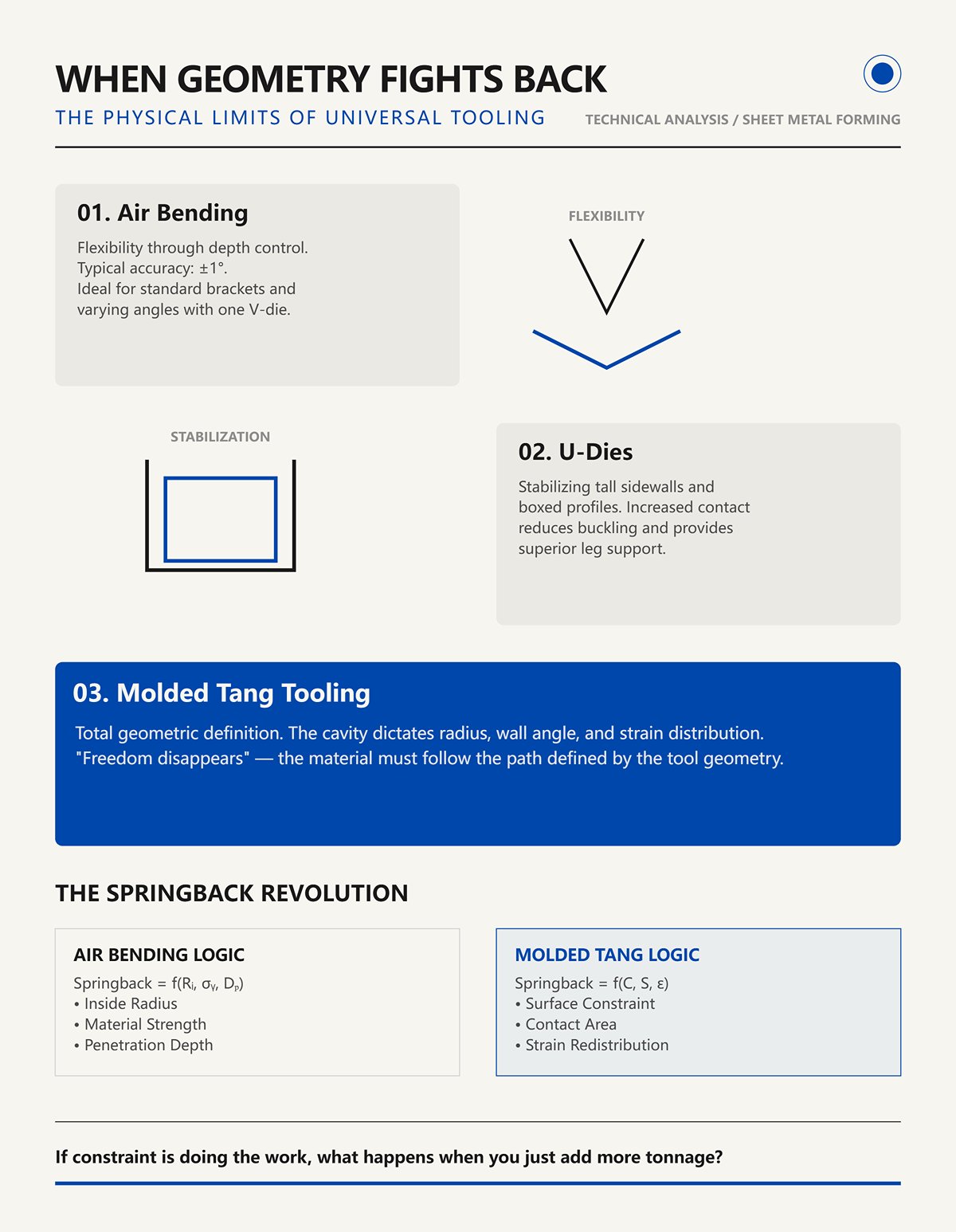 When geometry fights back: the physical limits of universal tooling