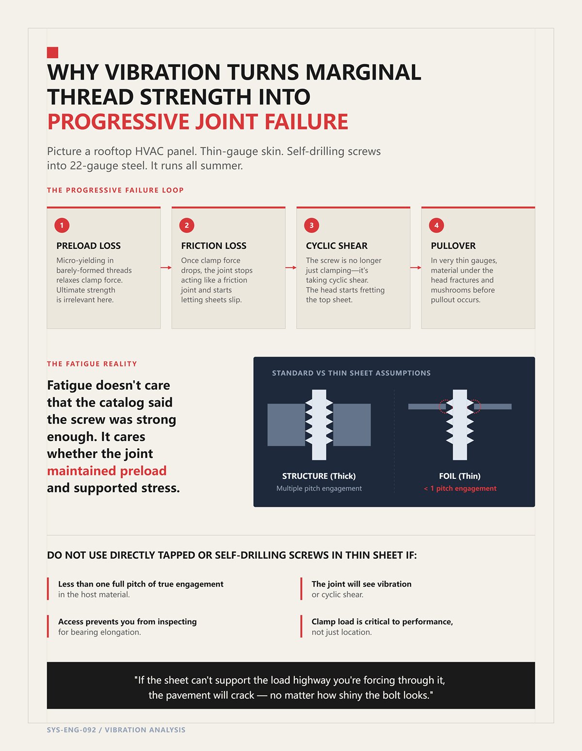 Why vibration turns marginal thread strength into progressive joint failure
