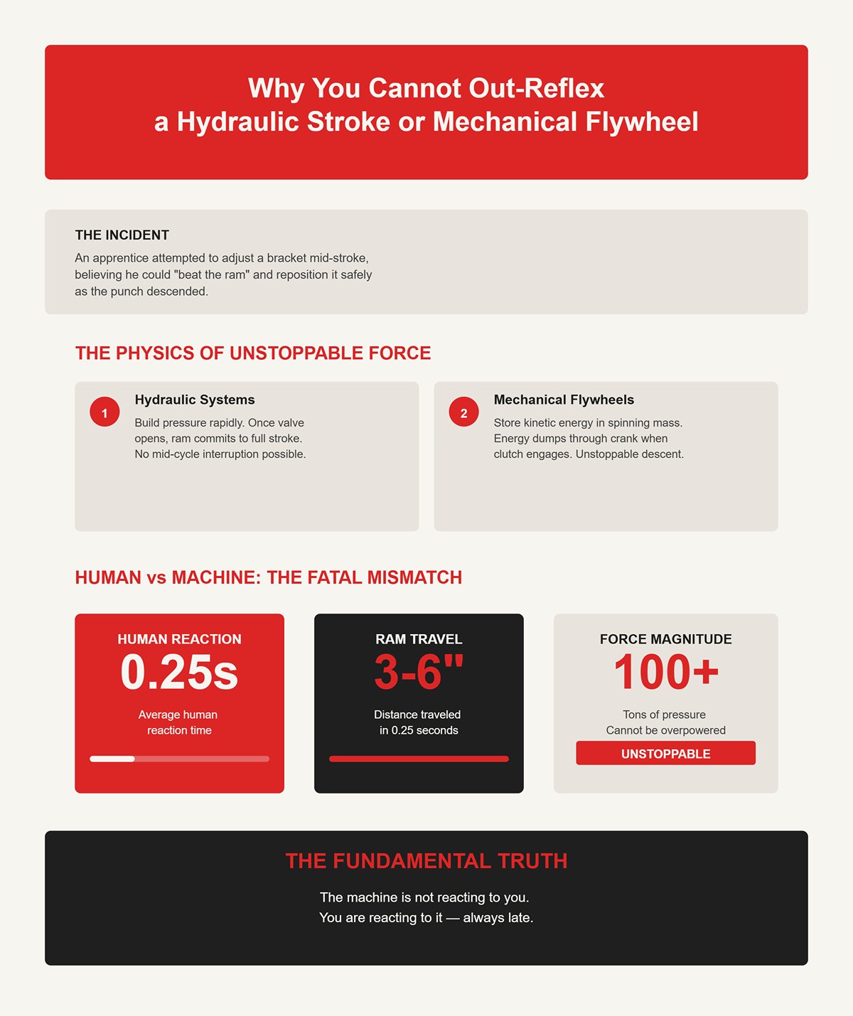 Why you cannot out-reflex a hydraulic stroke or a mechanical flywheel